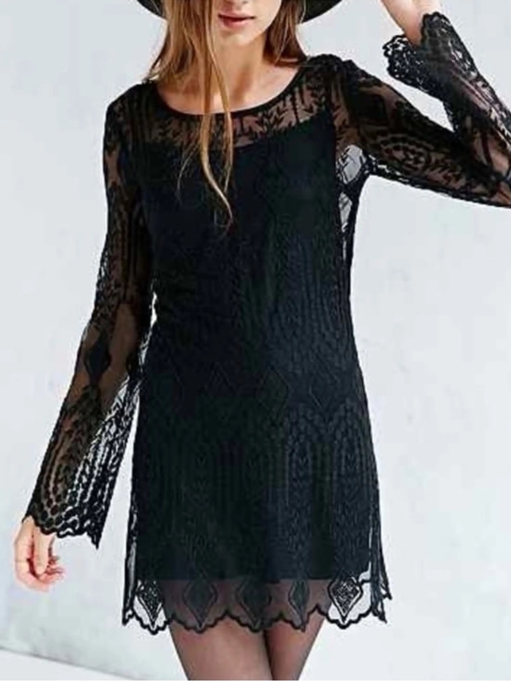 Urban Outfitters Ecote Lace Long-Sleeve Mini Dress XS